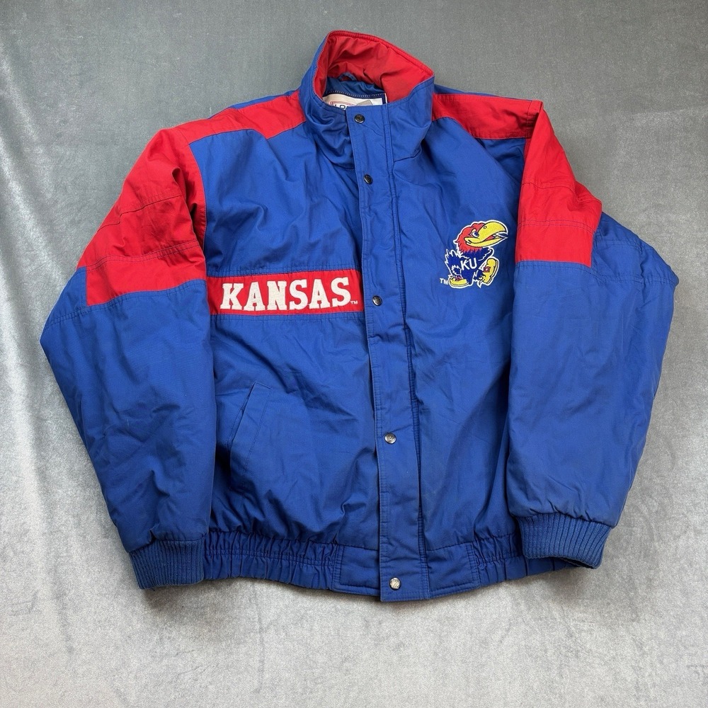 VTG Kansas Jayhawks  Jacket Blue KU College NCAA Windbreaker‎ Men's Size XL